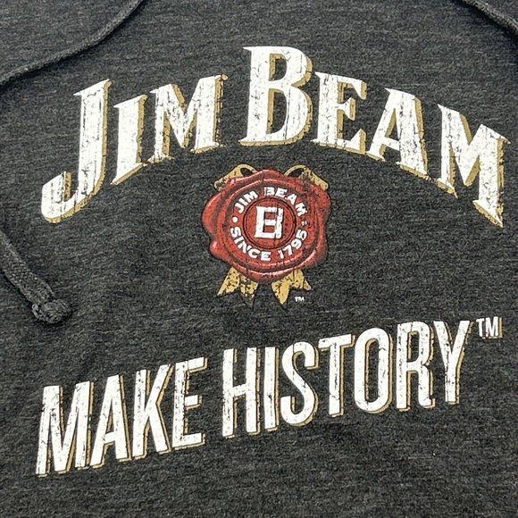 Jim Beam Shirt Mens S Charcoal Gray Long Sleeve‎ Hoodie Make History - Picture 2 of 9